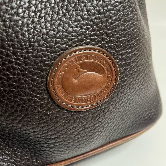 Vintage Dooney Bourke Drawstring Bucket Bag AWL Pebbled Brown Leather Crossbody - Picture 12 of 12